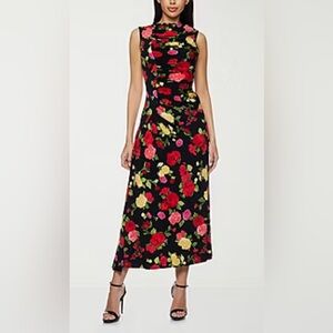 NWT Premier Amour Size 8 Womens Sleeveless Midi Floral
Dress‎ Black